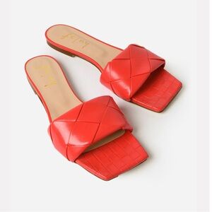 NEW French Sole Jolene Red Quilted Sandals